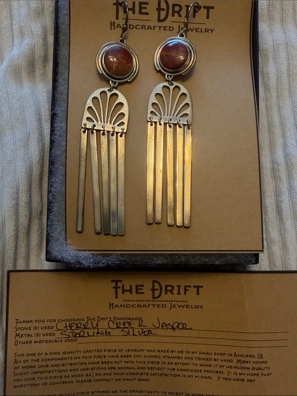 The drift handmade cherry creek art deco earrings